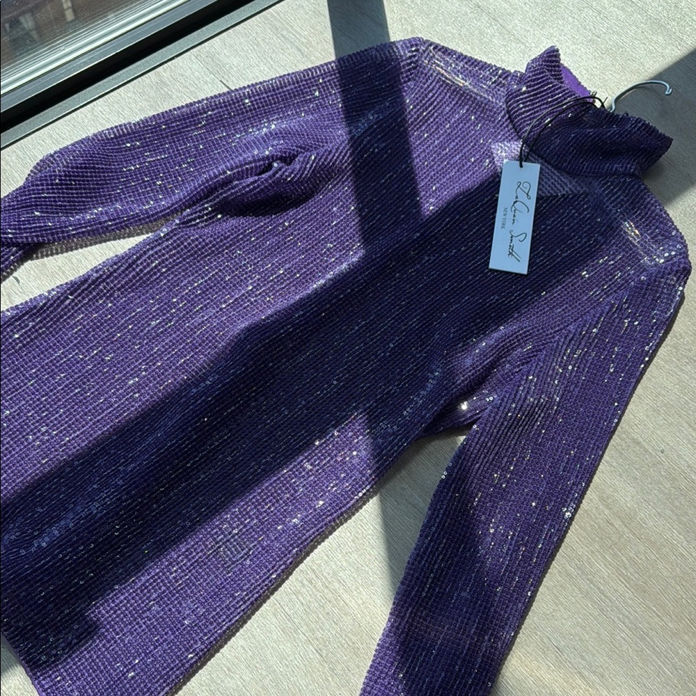 Laquan Smith Sequined Turtleneck Top